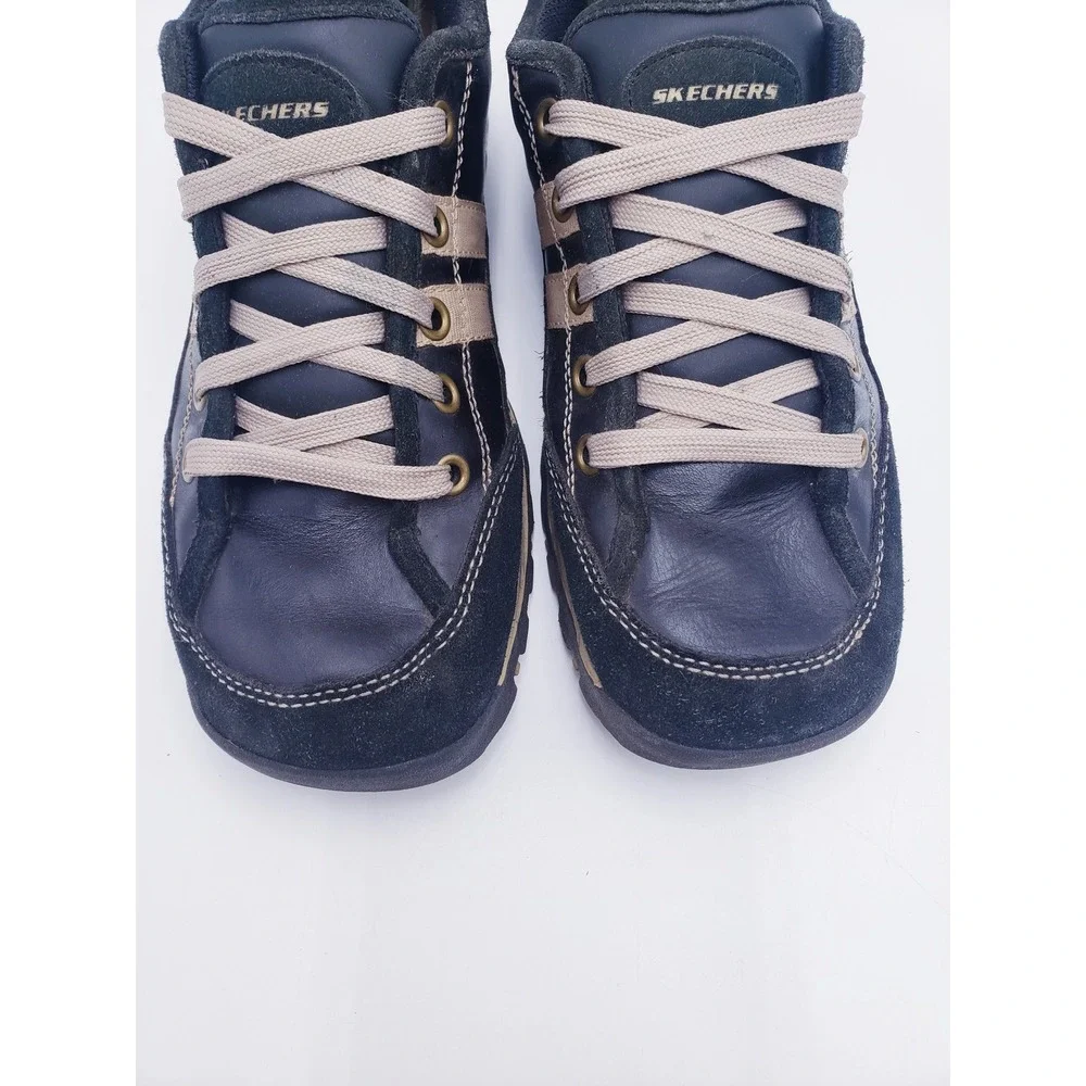 Vintage 90s Y2K Skechers Sneakers Black Leather Suede Lace Up Oxford Womens 11